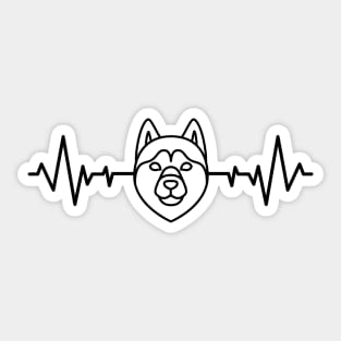 Husky Dog Heartbeat Line Sticker